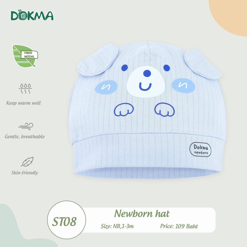 Dokma หมวกเด็กแรกเกิด ผ้าคอตตอน ผ้าใยไผ่ ผ้าเรยอน (Newborn - 1-3M) Baby Hat