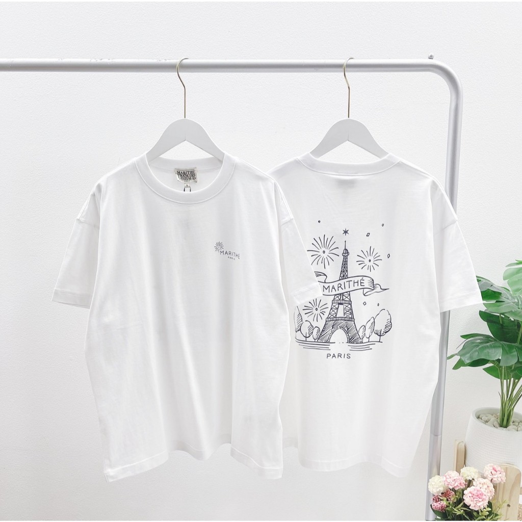 Marithe PARIS GRAPHIC OVERSIZED TEE white