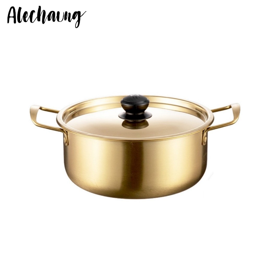 หม้อเกาหลี หม้อทองเหลือง Korean Pot ชุดหม้อเกาหลีไม่เป็นสนิมง่าย หม้อต้มมาม่าเกาหลี 18 20 22 24cm Alechaung coffee