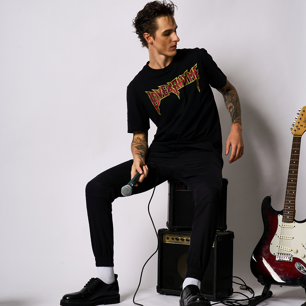 DAVIE JONES تيشيرت رجالي Slim Fit بالشعار