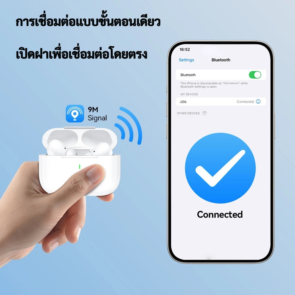 GOOJODOQ J206 หูฟังบลูทูธ หูฟัง Bluetooth 5.3 พร้อมไมโครโฟนในตัว A5 เสียงดี ลดเสียงรบกวน หูฟังไร้สาย thumbnail 4