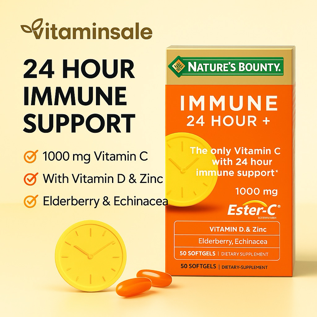 Nature's Bounty, Immune 24 Hour+ 500 mg 50 Softgels