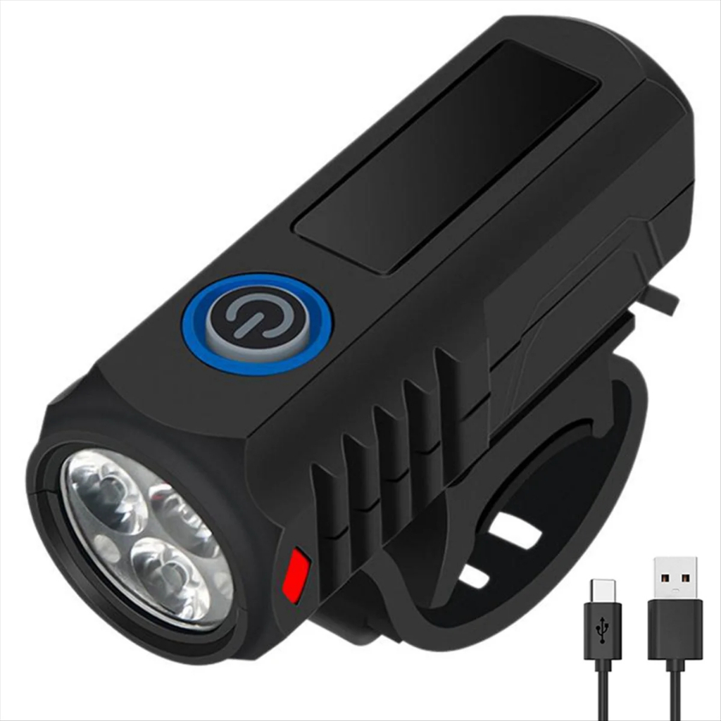 ไฟหน้าจักรยานแสง 3 LED ด้านหน้า USB Type-C ชาร์จ MTB Mountain จักรยานโคมไฟจักรยานไฟหน้าไฟฉายขี่จักรยานสกู๊ตเตอร์