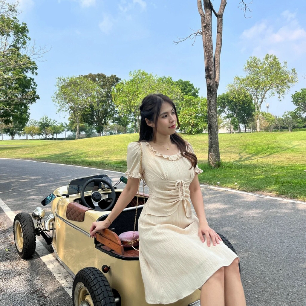 [ส่งต่อ] เดรส แขนสั้น ทรงเอ size L ป้าย VenusP.