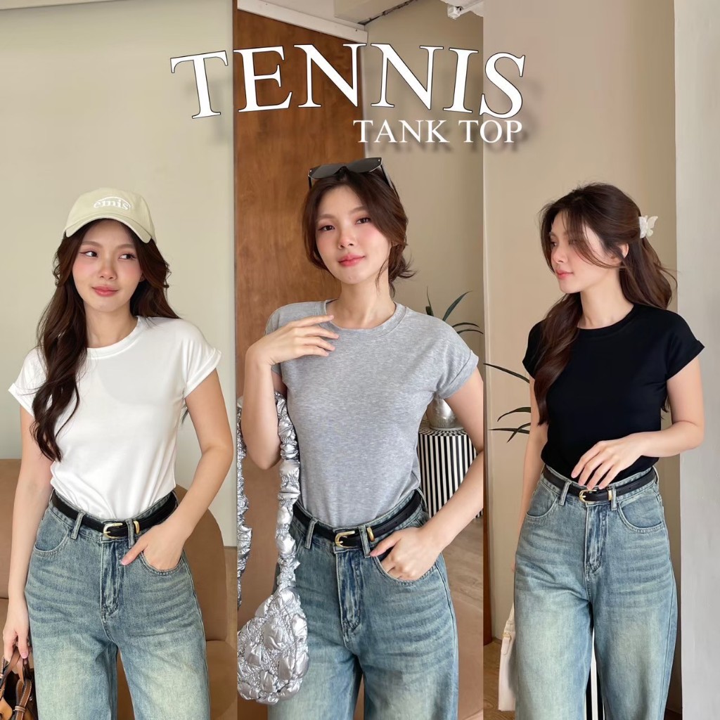 TENNIS TANK TOP เสื้อยืดคอกลมรัดรูป