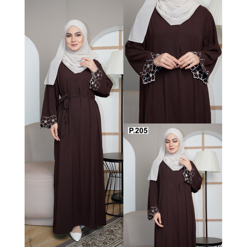 เดรสยาวผ้าสลาฟปักดอกที่ปลายแขน มีซิปหน้าอก มีเชือกผูกเอว เดรสผู้หญิง - รูปที่ 2