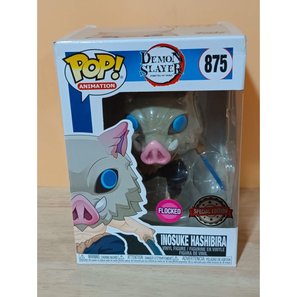 Funko Pop! : Demon Slayer - Inosuke Hashibira [Flocked] [ กล่องสินค้า - 7/10 ]