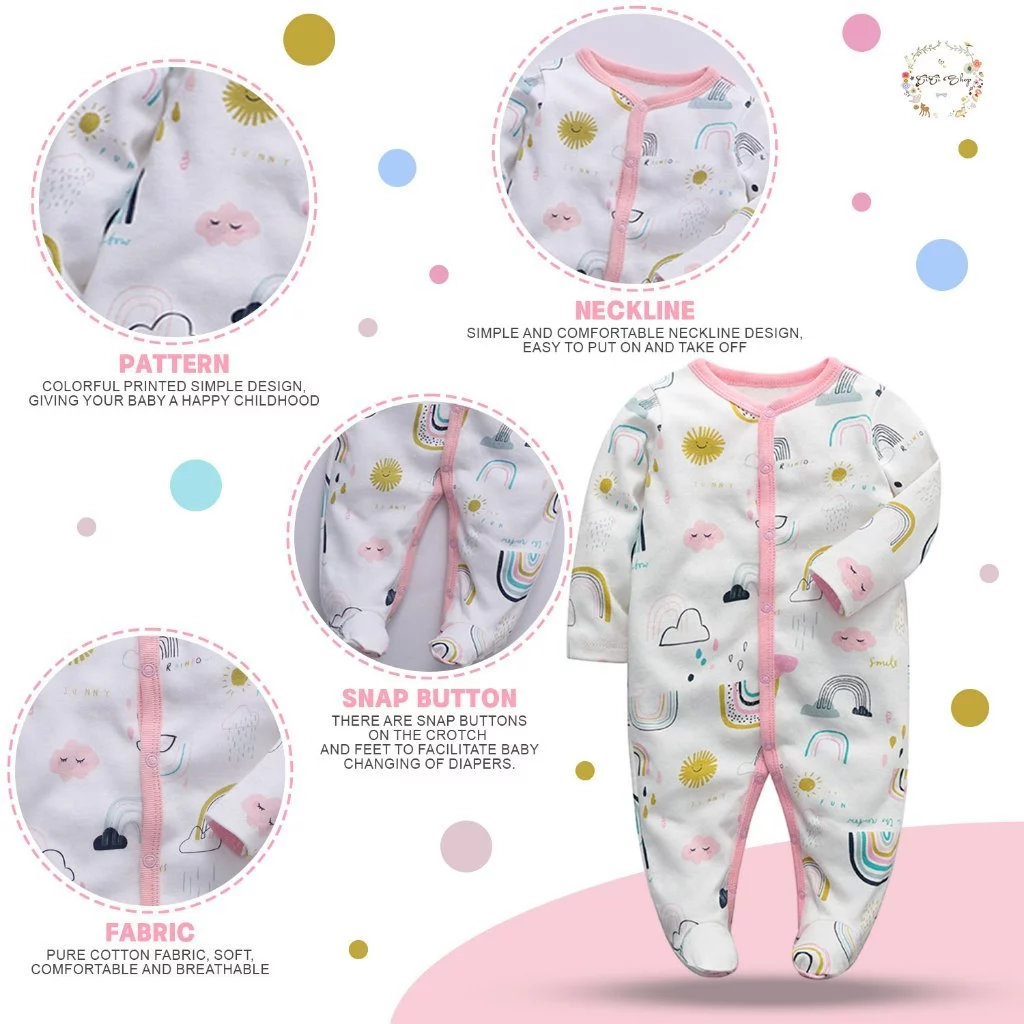 CICI baby ชุดนอนคลุมเท้า(0~เด็กน 3 เดือน~6 เดือน~9-18เดือน）คุณภาพสูง ให้ความอบอุ่น ชุดนอนเด็ก ชุดเด็ก thumbnail 4