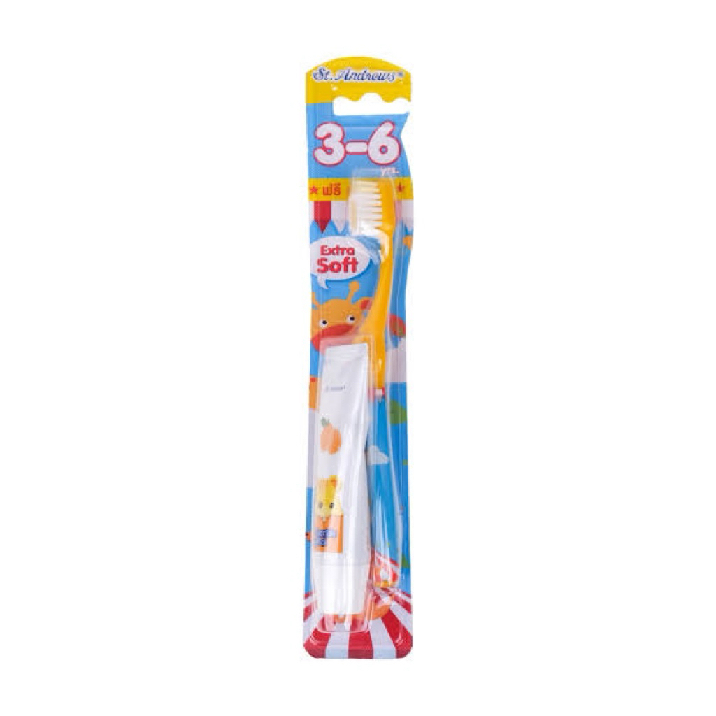 east St.andrews extra soft 3-6 ปี แปรงสีฟันเด็ก ฟรี ยาสีฟัน คละลาย 1ด้าม