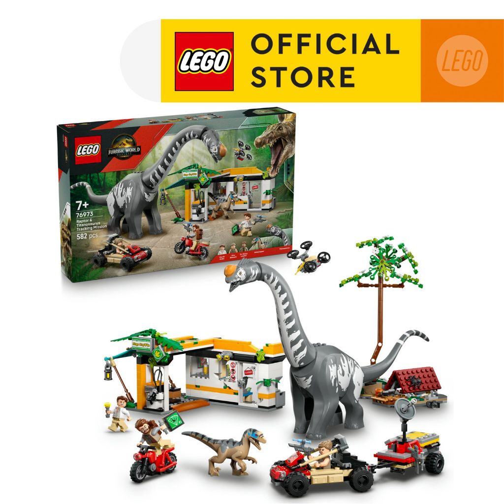 LEGO Jurassic World 76973 Raptor & Titanosaurus Tracking Mission (582pcs.), Building Blocks, Kids Toy