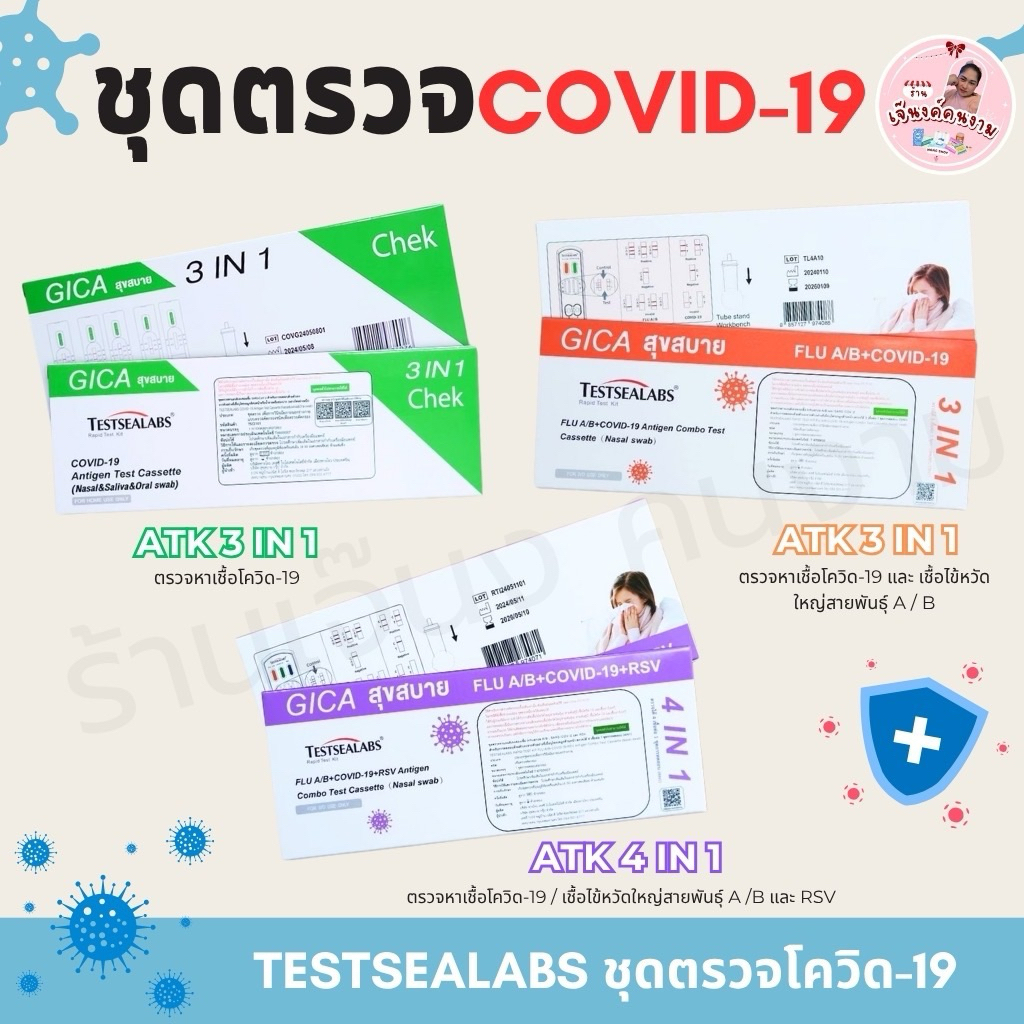 Testsealabs ชุดตรวจโควิด GICA ATK ตรวจโควิด ไข้หวัดใหญ่A/B และ RSV