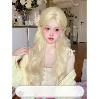 55cmนําวิกผมสีบลอนด์สีขาวหญิงผมยาวสุทธิโลลิต้าคลื่นลูกใหญ่ผมหยิกยาววิกผมชุด เจเค เลียนแบบต่อต้านความเป็นจริงเต็มหมวก