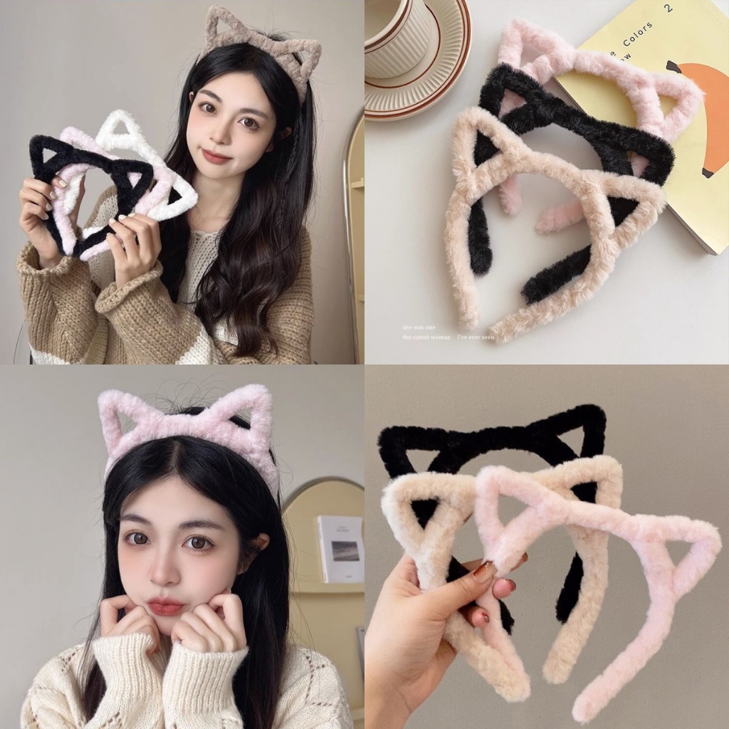 Rubuyou ที่คาดผมหญิงน่ารัก ที่คาดผมแมวส เกาหลี เรียบง่าย ผู้หญิง แฟชั่น เครื่องประดับผม -COD