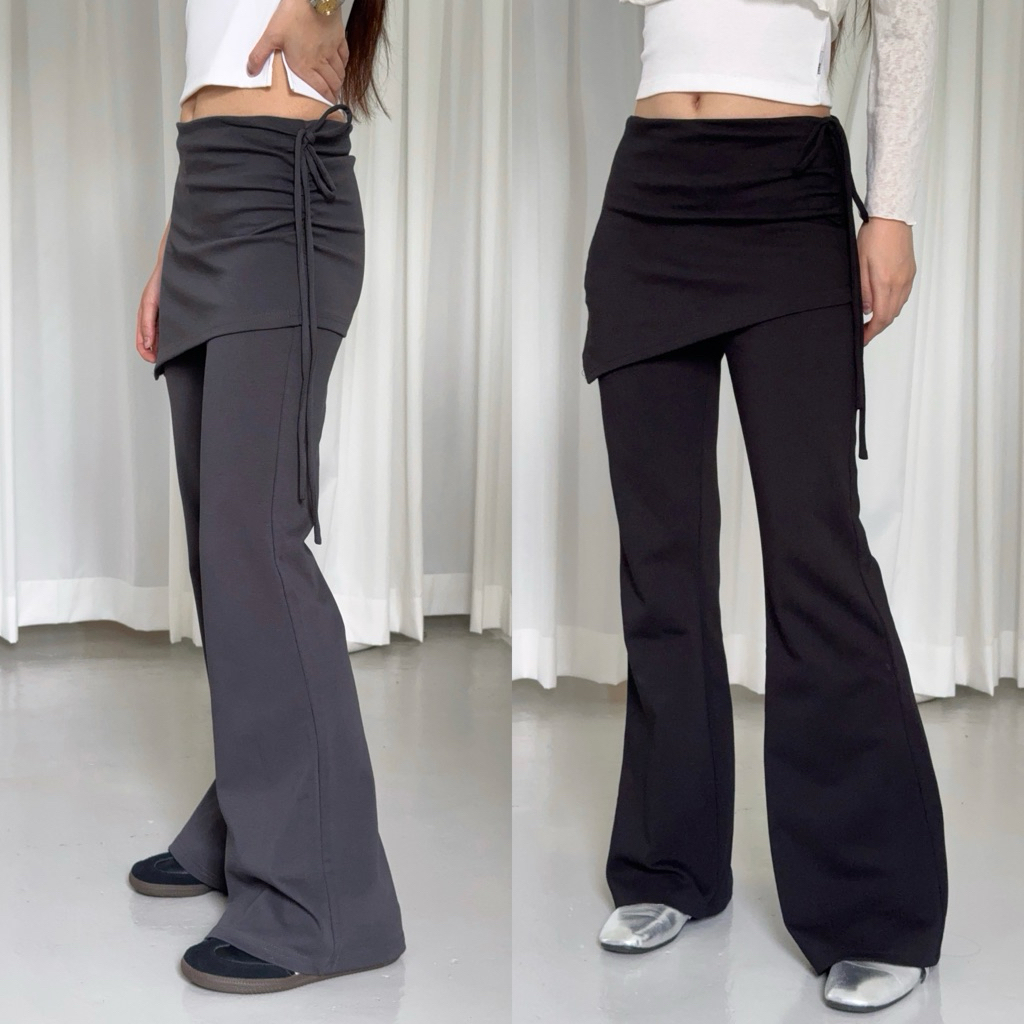 [Melt.selected] MM027 กางเกงขาม้าผ้ายืด มีกระโปรงคาด (กระโปรงถอดออกไม่ได้)