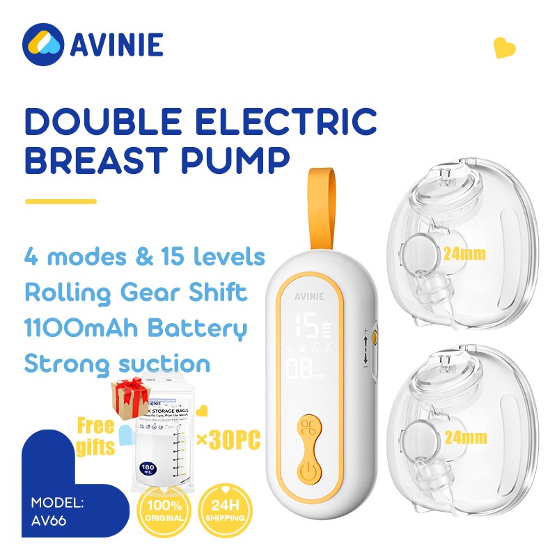AVINIE ที่ปั้มนม ปั้มนมไฟฟ้า แบบปั๊มคู่ รุ่น (4 โหมด x 15 เกียร์ ) ความจุ 210ml×2 แฮนด์ฟรี แบบพกพา สวมใส่ได้ AV66
