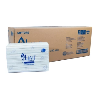 (ยกลัง) Livi กระดาษเช็ดมือพับต่อเนื่อง M-Fold หนา 1 ชั้น 250 แผ่น จำนวน 16 แพ็ค/ลัง