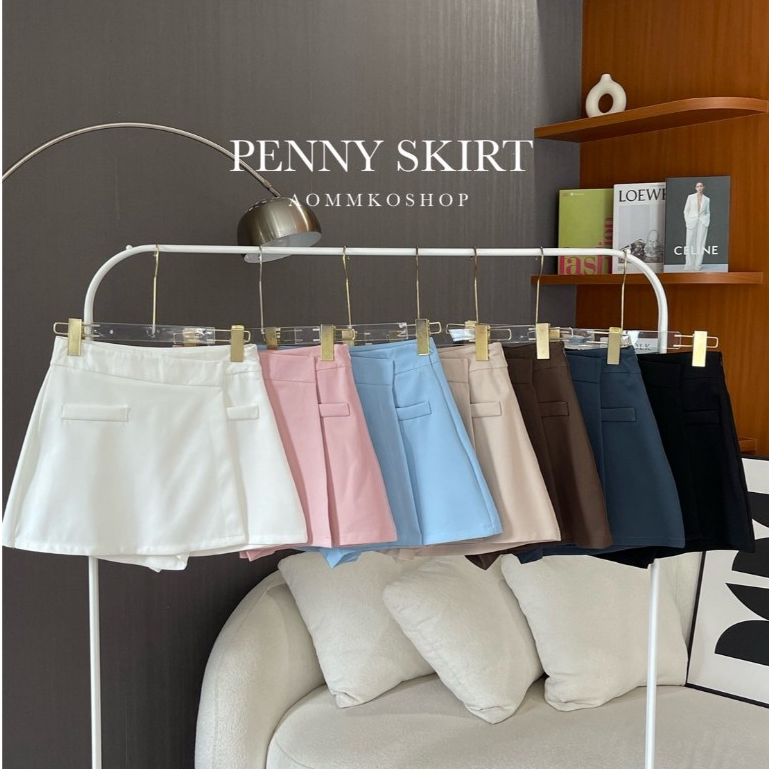 Penny Skirt กระโปรงกางเกงป้ายหน้า แต่งกระเป๋า (ผ้าเปเป้) มีSize S-3XL AOMMKOSHOP - K09