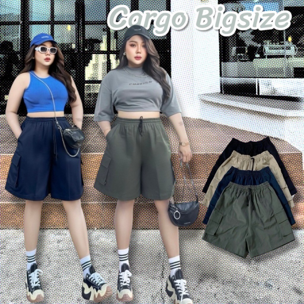 กางเกงขาสั้นคาโก้ สม็อค รอบเอวสูงสุด 50 แฟชั่นสาวอวบ