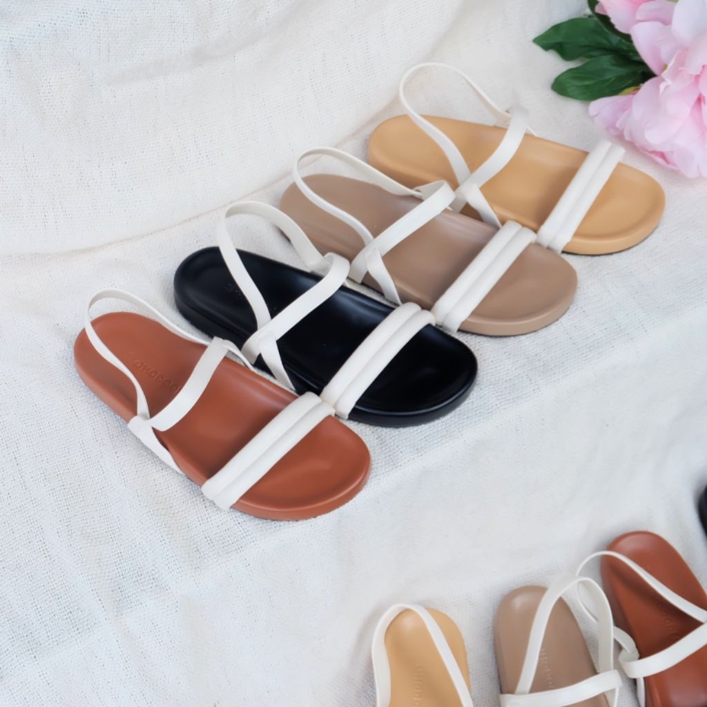 💫OHODOODEE💫 รองเท้าไบเคนรัดส้นเท้า สายคาดหนังสีขาวละมุน (พร้อมส่ง)