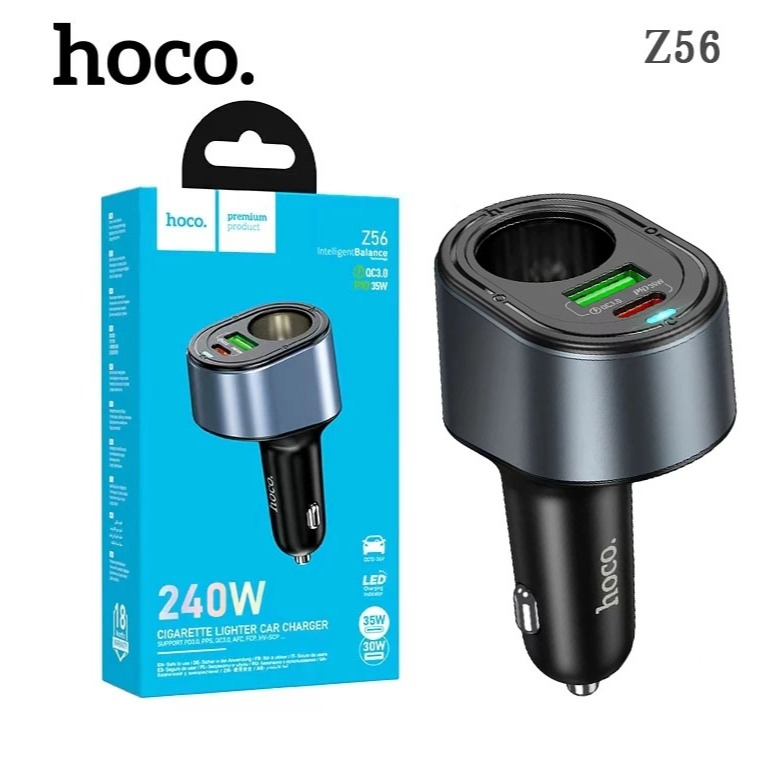 (พร้อมส่ง) HOCO Z56 หัวชาร์จในรถพร้อมช่องจุดบุหรี่ ชาร์จเร็ว PD35W+QC3.0 มี 2 พอร์ต 1USB/1Type-C