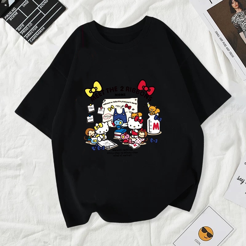 เสื้อยืดผู้หญิงแฟชั่นสาวลายการ์ตูนน่ารักฤดูร้อนเสื้อผ้าแฟชั่นส่วนเกาหลีสวมใส่สบายมาก#A189 - รูปที่ 4