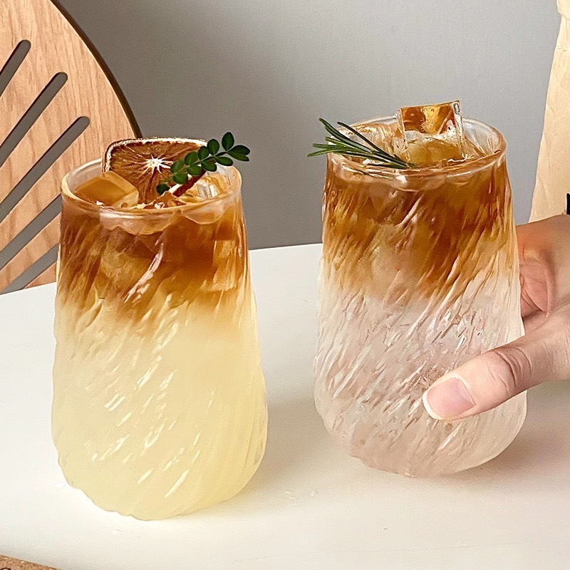 แก้วใส่เครื่องดื่ม 430ml. ใส่ได้ทั้งร้อนและเย็น แก้วทรงสูง แก้วใส ลายไม้ แก้วใส่ชาเขียว ชานมไข่มุก แก้วคาเฟ่ แก้วทรงสวย - รูปที่ 3