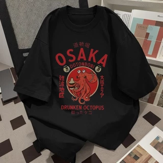 Basi💥เสื้อผู้ชาย เสื้อยืด oversize เกรดพรีเมียม เสื้อคอตตอน100% ไม่หดตัว ใส่สบาย การ์ตูนน่ารัก ลาย "Octopus"