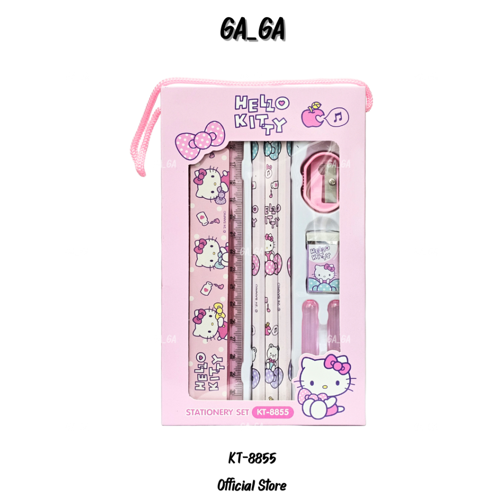 KT-8855 Hello Kitty เฮลโล คิตตี้ ชุดเครื่องเขียน 8 ชิ้น