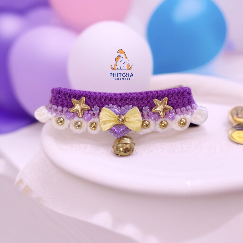 รุ่นJasmine✨💜 • ปลอกคอแมว • (สายผูก) • ปลอกคอสุนัข ปลอกคอแมวถัก ปลอกคอสัตว์เลี้ยง