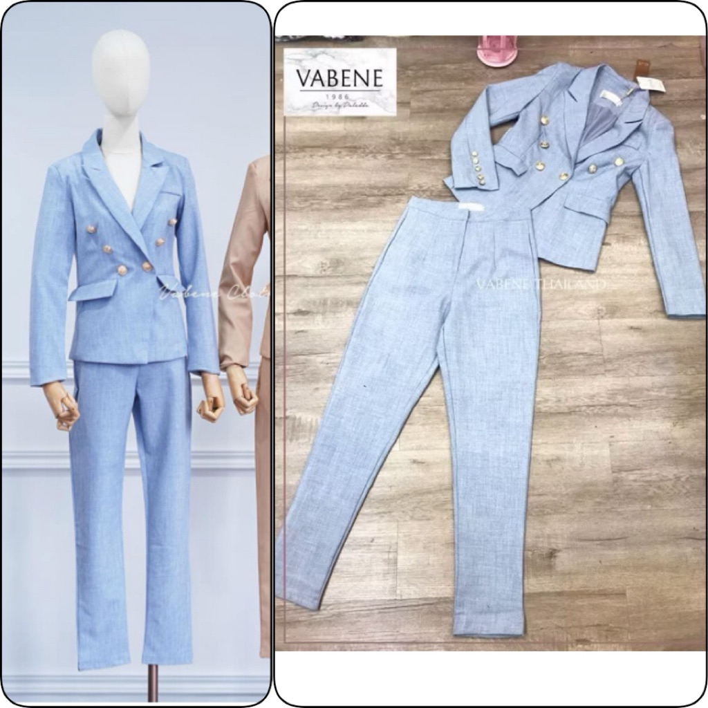 VABENE  (2nd) : S Set ชุดเซ็ต CEO ชุดทำงาน ชุดออกงาน สีฟ้า