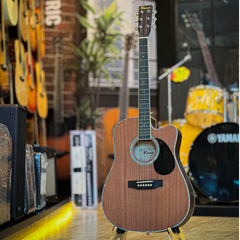 🎥 กีต้ารโปร่ง|ไฟฟ้า KAMA K-4145c Top สีไม้มะฮอกกานี พร้อมเซตของแถม กระเป๋า + ปิ๊ก 4 + ประแจ *ส่งด่วน