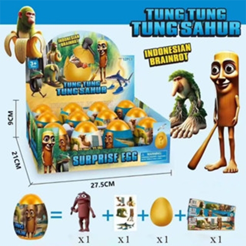 ของเล่นพวงกุญแจ TUNG TUNG TUNG SAHUR  การ์ดและสติกเกอร์ ที่ห้อยการ์ตูนน่ไข่เซอร์ไพรส์ ของเล่นสำหรับเ
