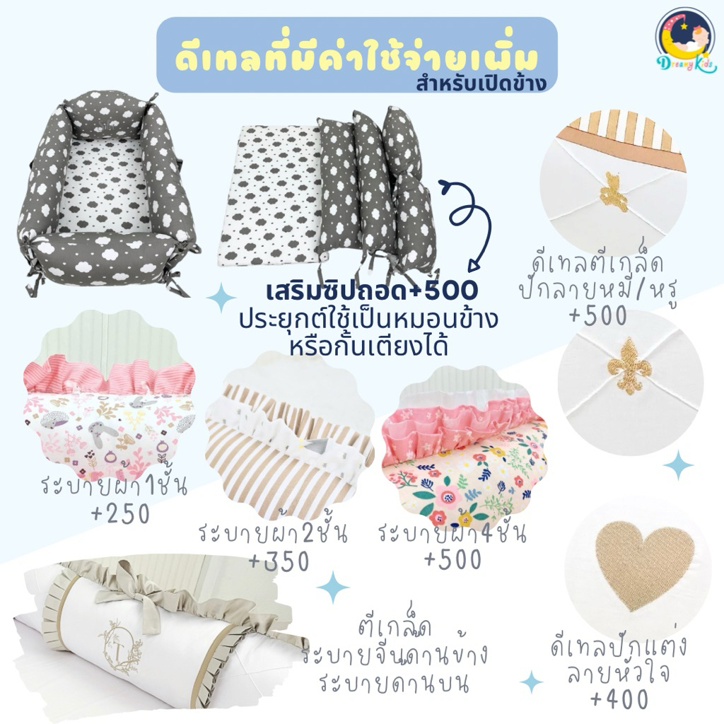 ดีเทลที่มีค่าใช้จ่ายเพิ่ม สำหรับที่นอนเปิดข้าง กดลิงค์นี้