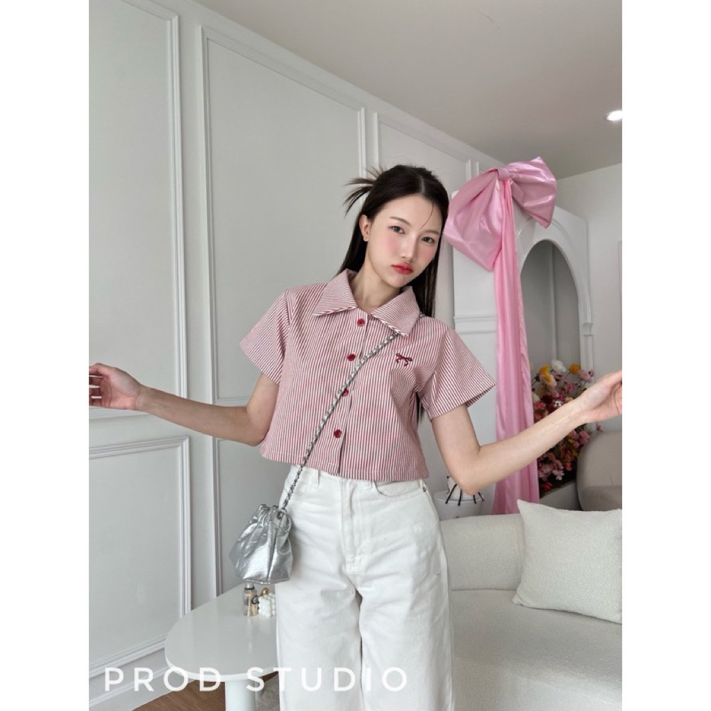 เสื้อครอปคอปกVANILLA.BRAND(ใส่ครั้งเดียว)