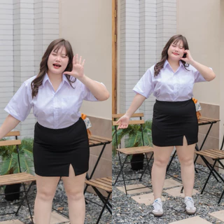 กระโปรงทรงเอ ผ่าหน้า ไซต์ใหญ่ สาวพลัสไซต์ เอว 30-45 ความยาว 16-20“ ผ้าฮานาโกะ