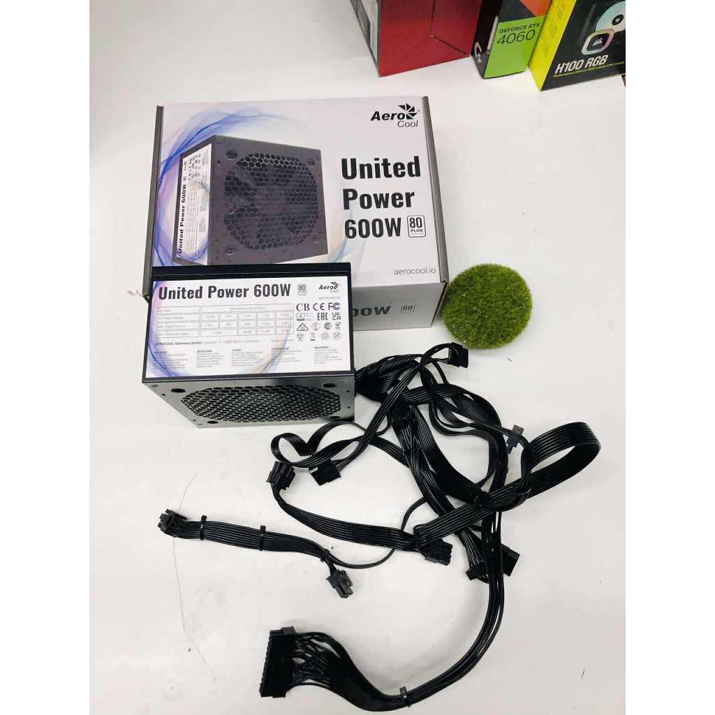PSU (อุปกรณ์จ่ายไฟ) AEROCOOL UNITED POWER 600W (80+WHITE) ครบกล่อง ประกัน ihave