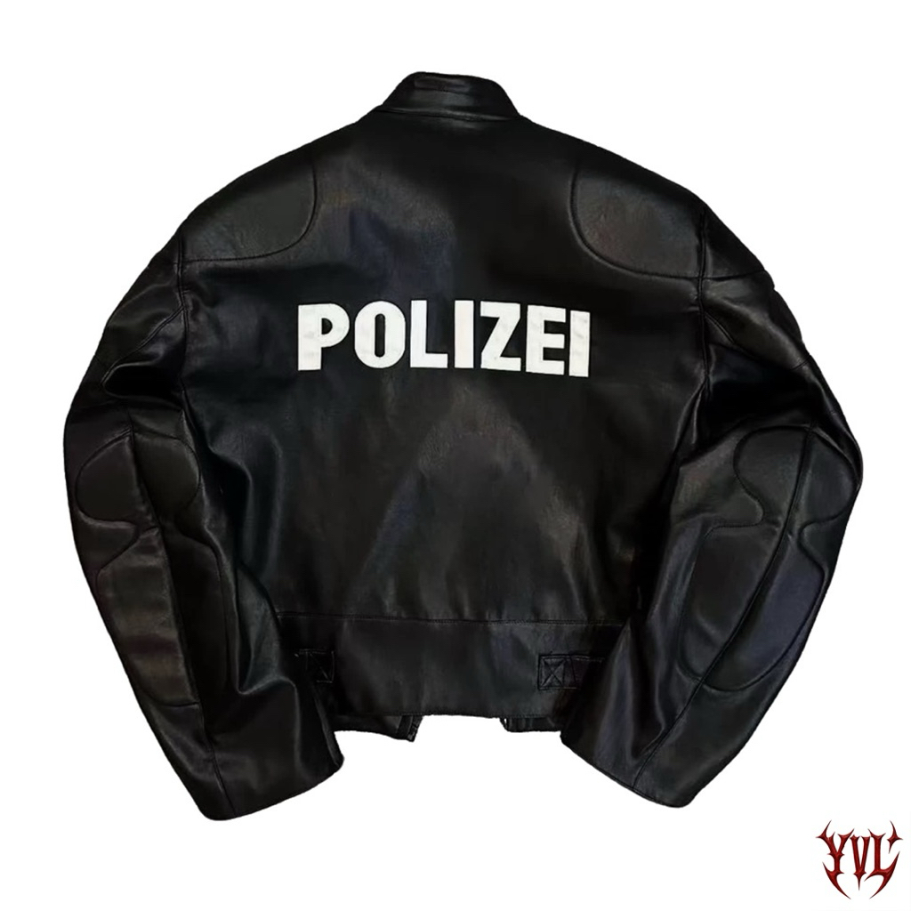 VTM polizei PU Leather Biker Jacket