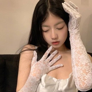 sexy pajamas🩷🩷ถุงมือ ถุงมือลูกไม้แบบยาว ยืดหยุ่น เนื้อผ้านุ่ม เครื่องประดับแฟชั่น พร้อมส่งในไทย