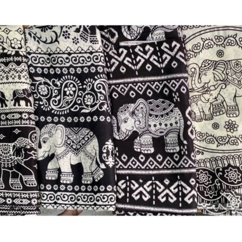 ผ้าสปันเรยอน (แบมเบิด) ลายช้าง คละลาย ผืนขนาด 40×110ซม *ไม่สามารถสั่งเป็นผืนต่อเนื่อง ผืนเล็กเหมาะสำหรับงาน DIY