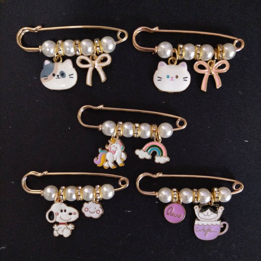 เข็มกลัดมุกแฟชั่นคนท้อง จี้โลหะ ลายการ์ตูน