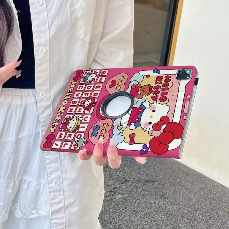 24 ชั่วโมง เคสป้องกัน iPad หมุนได้ 360°ลาย KITTY สุดน่ารัก เหมาะกับ Air7 Air6 Air8 11 ​​Gen12 Gen10 ราคา ถูกที่สุด ดีลบีเคเค แกลเลอรีภาพที่ 9