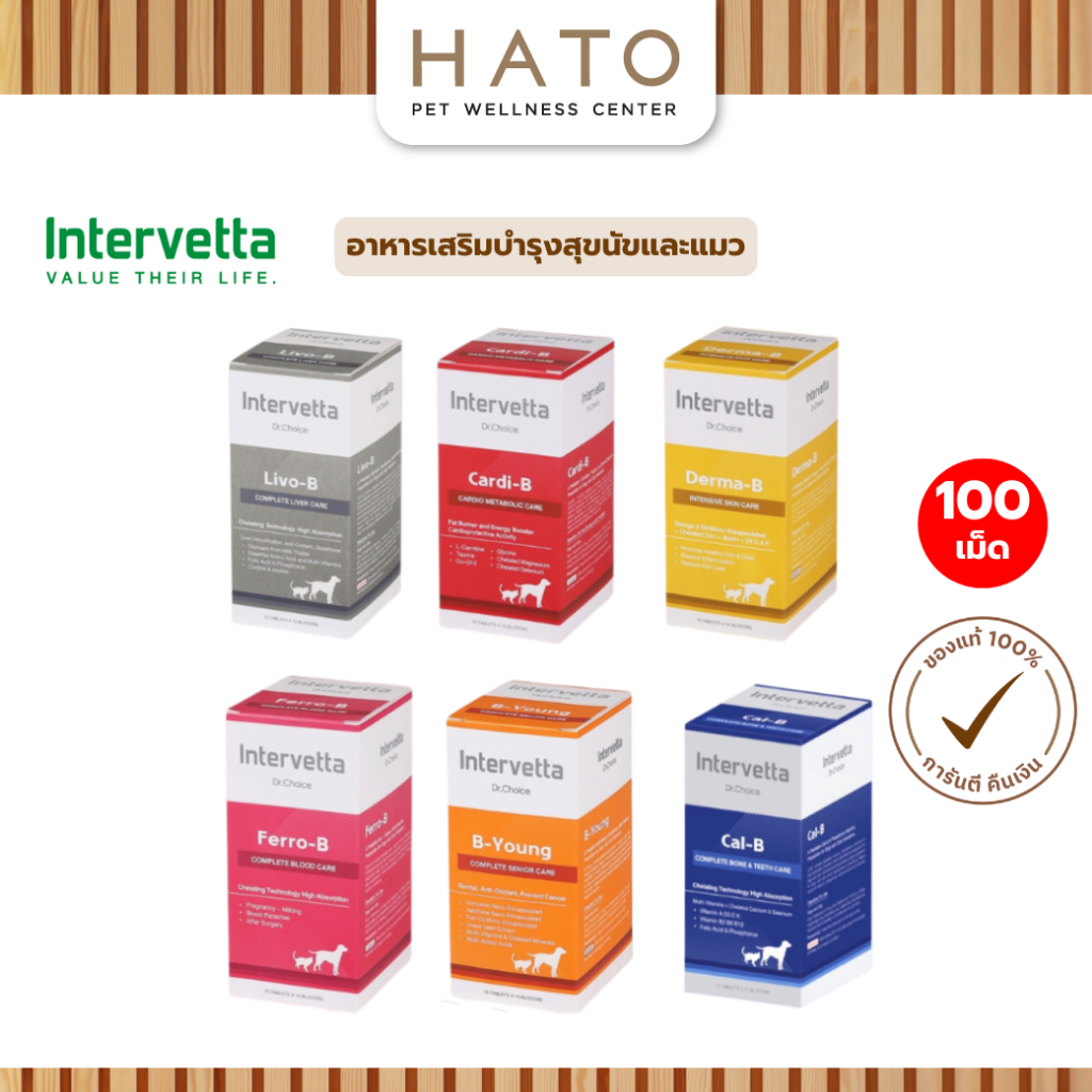 Intervetta Dr.Choice อาหารเสริม วิตามิน สำหรับสุนัขและแมวทุกสายพันธุ์ (100 เม็ด)
