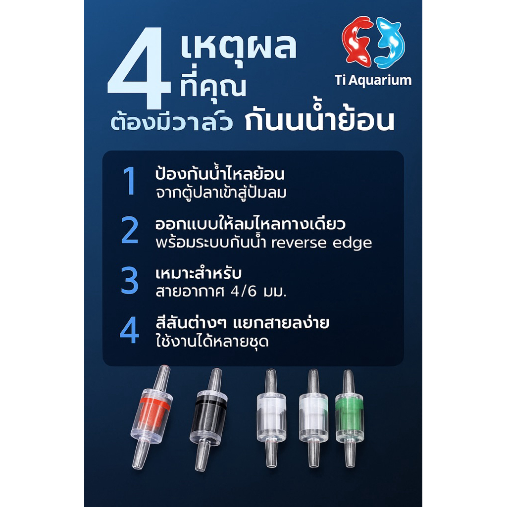 วาล์วกันน้ำย้อน พลาสติกใสอย่างดี ช่วยกันน้ำย้อนไหลกลับ