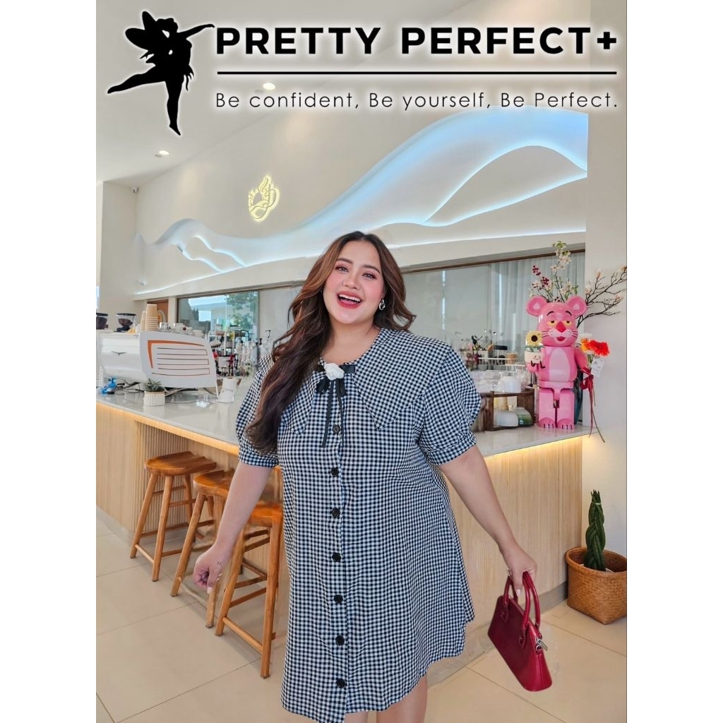 (ส่งด่วน) So cute scotch dress เดรสลายสก๊อต คอบัว แขนตุ๊กตามีโบว์กุหลาบที่หน้าอก อก 38-68"