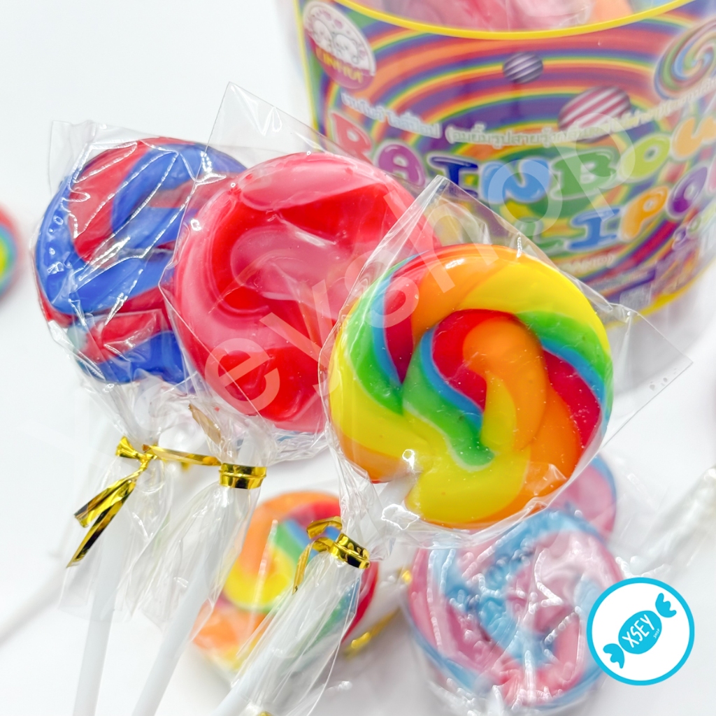 (อย.ไทย,ฮาลาล) อมยิ้มสายรุ้ง สีสวย อร่อยๆ  1 กระปุก 30 ชิ้น