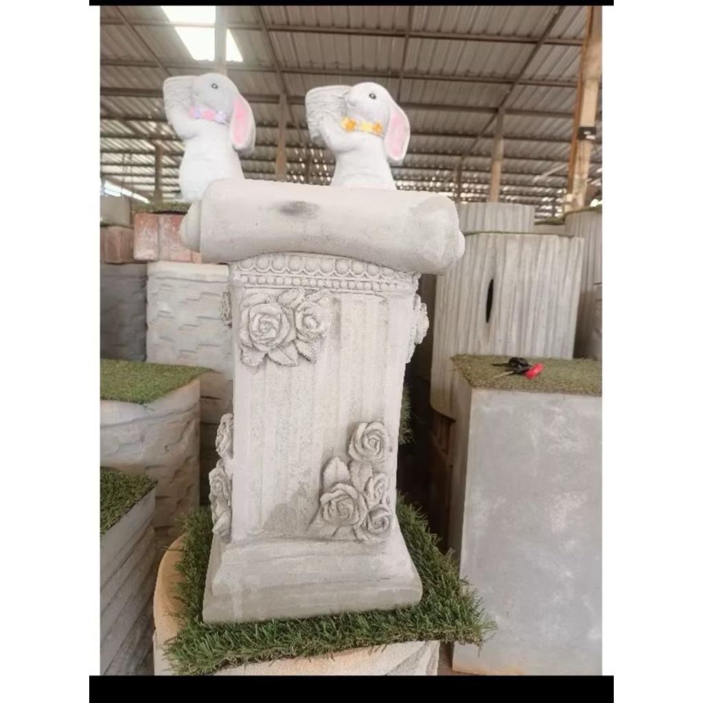 ฐานเสาปูนลายช่อกุหลาบสำหรับตกแต่งประดับบ้านและสวนขนาดสูง38ฐานกว้าง20cm - รูปที่ 2