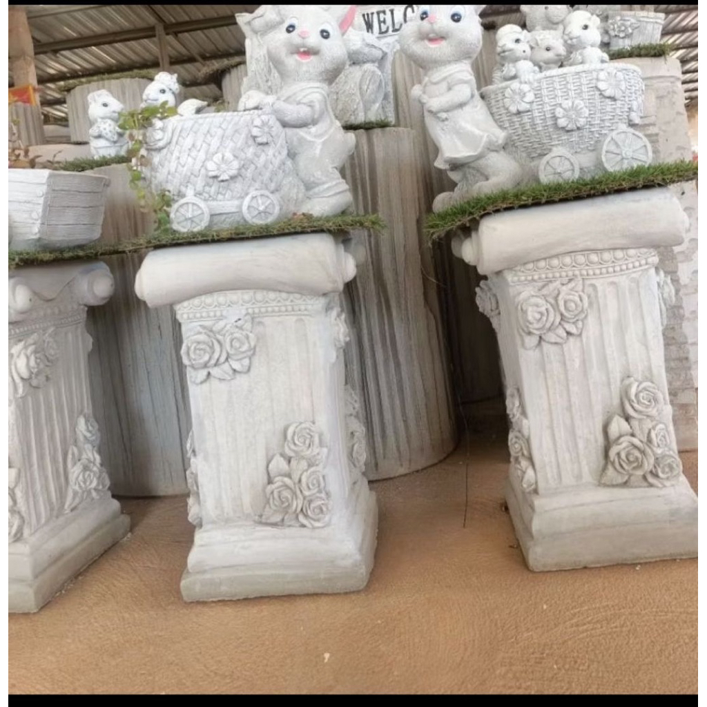 ฐานเสาปูนลายช่อกุหลาบสำหรับตกแต่งประดับบ้านและสวนขนาดสูง38ฐานกว้าง20cm - รูปที่ 3