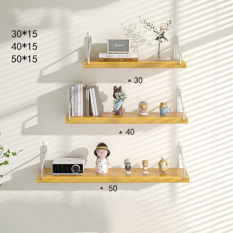 BUJOY ชั้นวางติดผนัง ไม่ต้องเจาะ ชั้นวางไม้ ชั้นวางของติดผนัง ของแต่งบ้าน ไม้ ติดตั้งง่าย - รูปที่ 2
