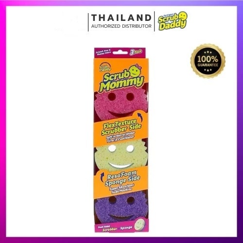 [พร้อมส่งแท้100%] Scrub Mommyฟองน้ำอเนกประสงค์ นำเข้าจากอเมริกา USA ฟองน้ำหน้ายิ้ม (แพค 3 ชิ้น/pack 3 pc)