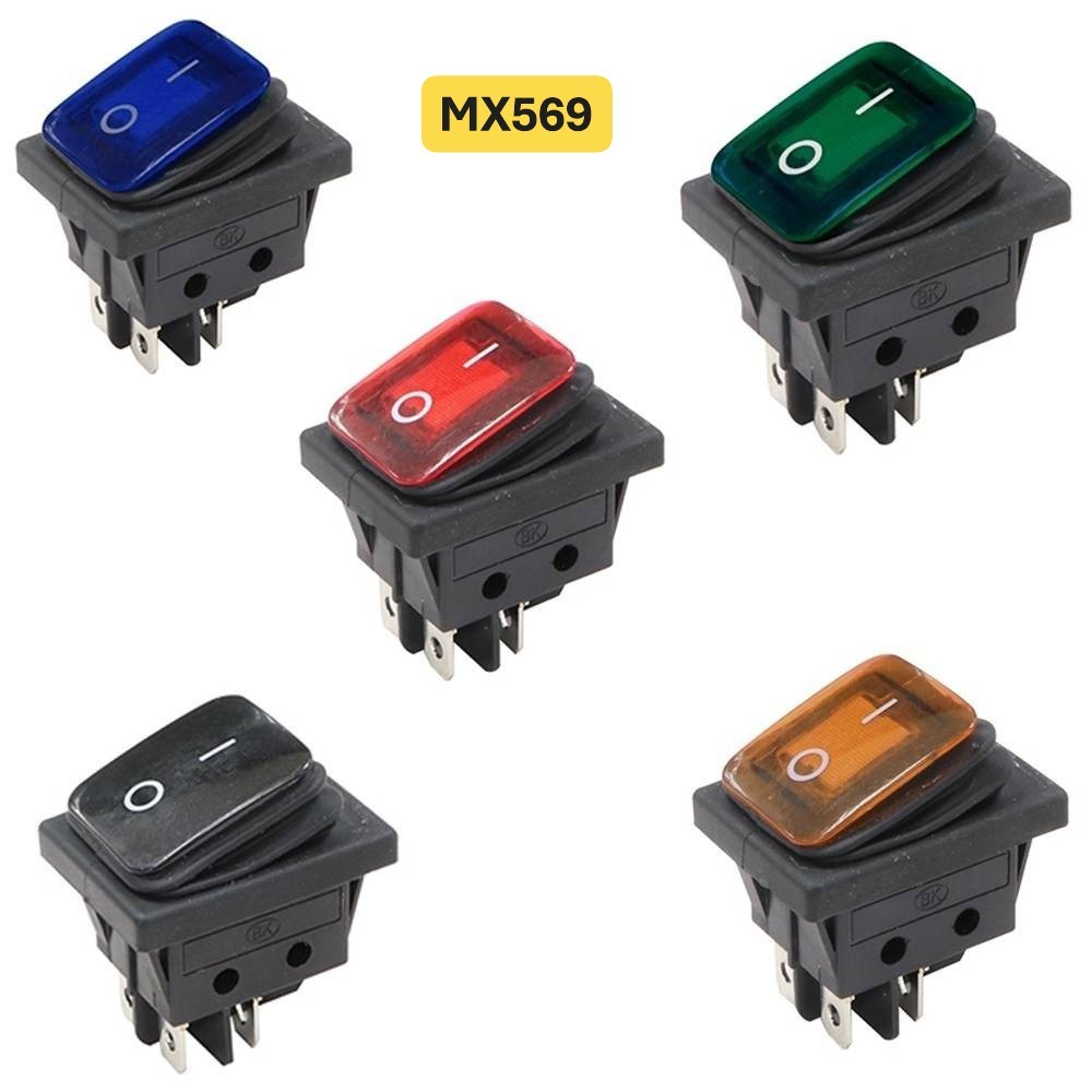 สวิทซ์กันน้ำขนาดใหญ่ 4ขา ON-OFF Rocker Switch 16A 250V AC รหัส MX569